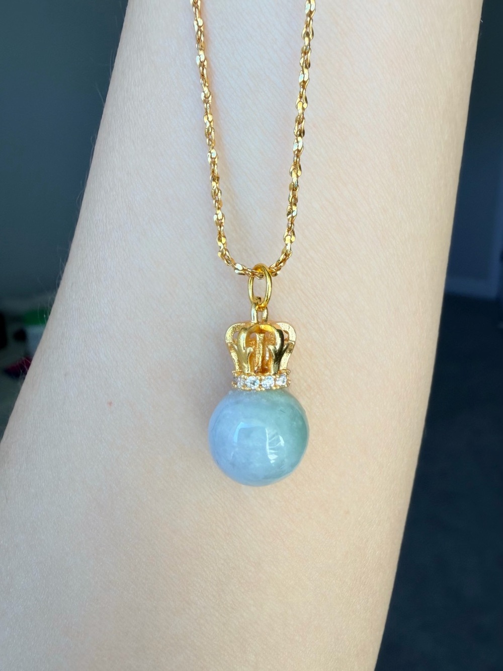 Natural Burmese A-Jadeite Jade Round Bead Pendant – Lavender Purple with Green
